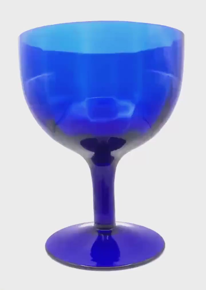 Empoli Blue Footed Compote Bowl, Italian Mid-Century Glass, 17 cm