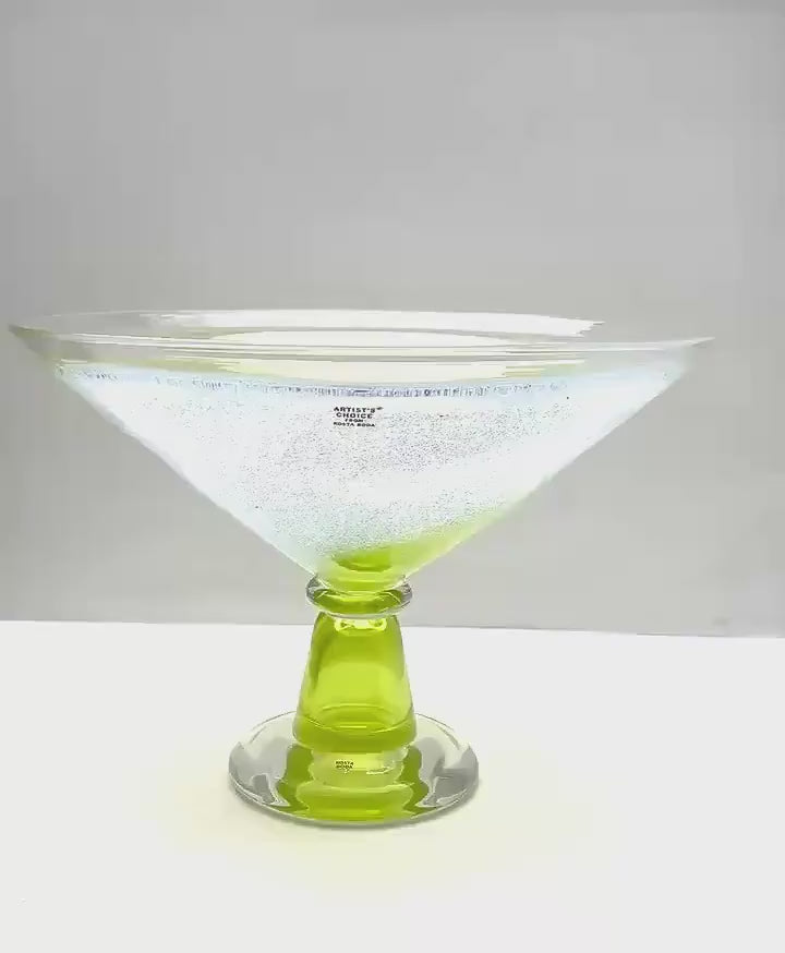 Kosta Boda Artist Choice Art Glass Centerpiece Bowl, Signed Kjell Engman Lime Green